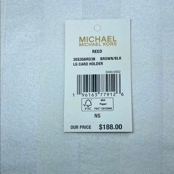 Michael Kors Reed Brown Card Holder Case Wallet Leather - Picture 4 of 4